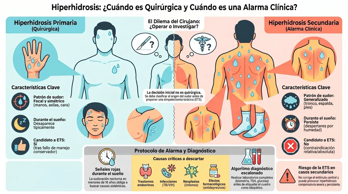 Guía clínica: hiperhidrosis primaria quirúrgica vs secundaria alarma clínica — Dr. Gildardo Cortés Julián